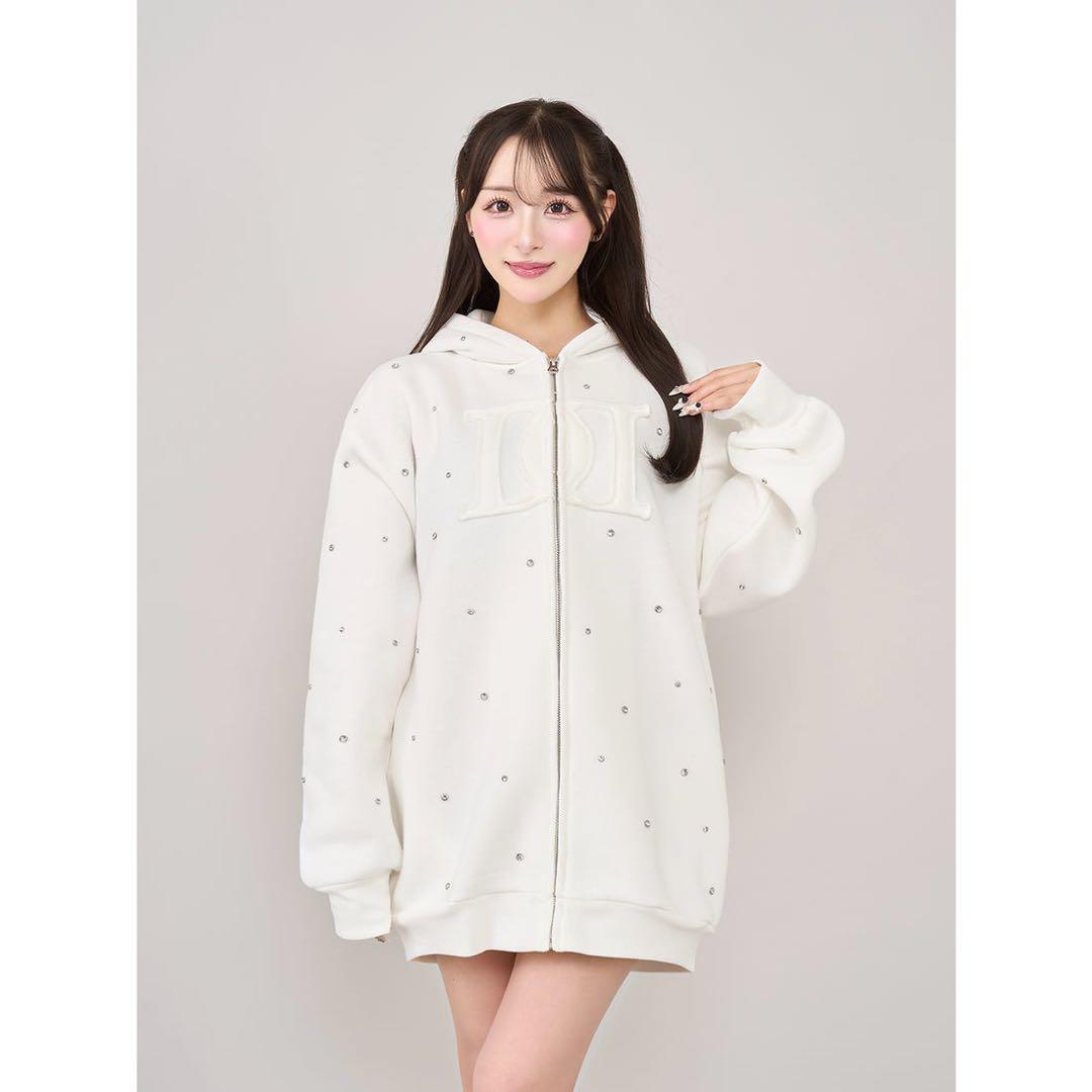 ダーリッチ DDロゴビジュージップパーカー ホワイト