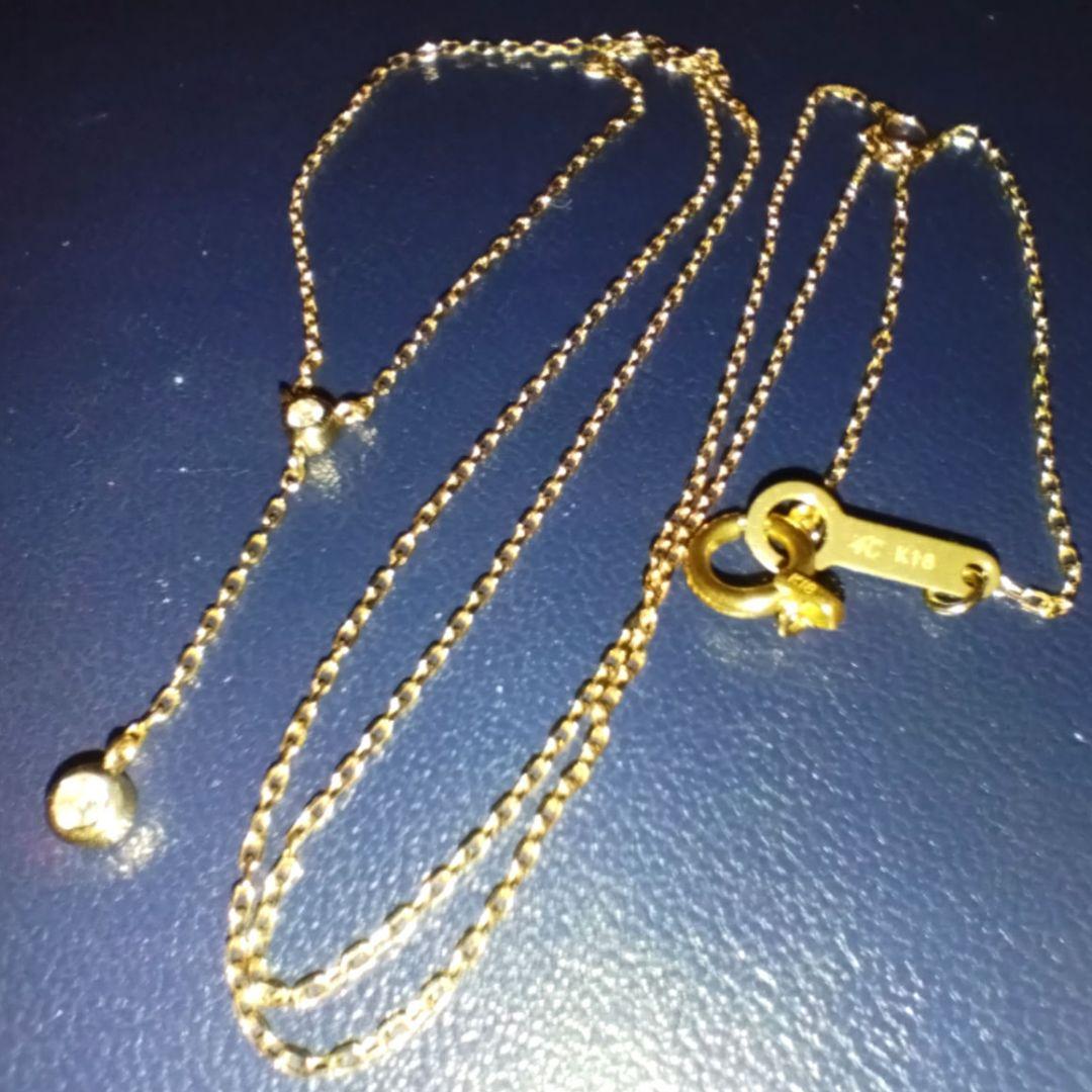 【美品】4℃　k18 Y字型　ダイヤモンドネックレス