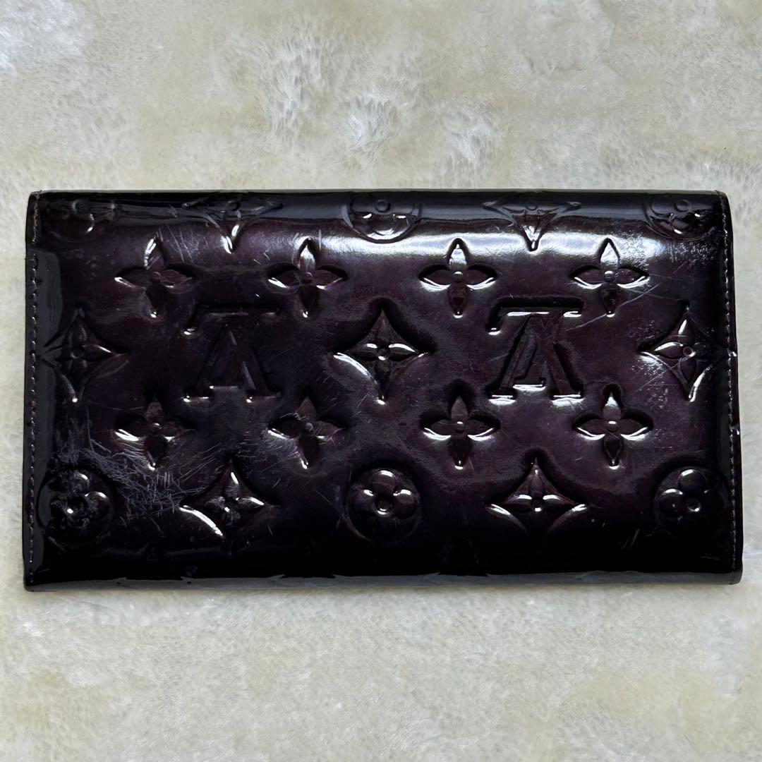 ルイヴィトン長財布ポルトフォイユサラヴェルニモノグラムレザーボルドーM91521