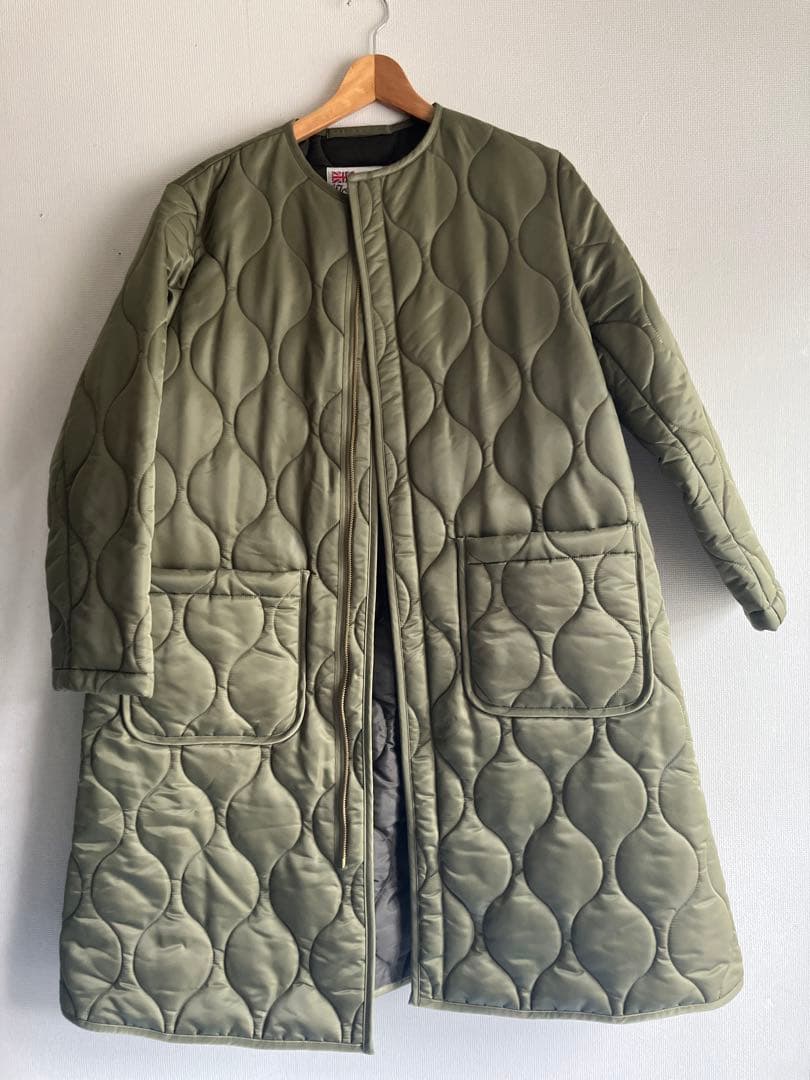 M*O様 トラドィショナルウェザーウェアノーカラーロングジャケット カーキ36サ