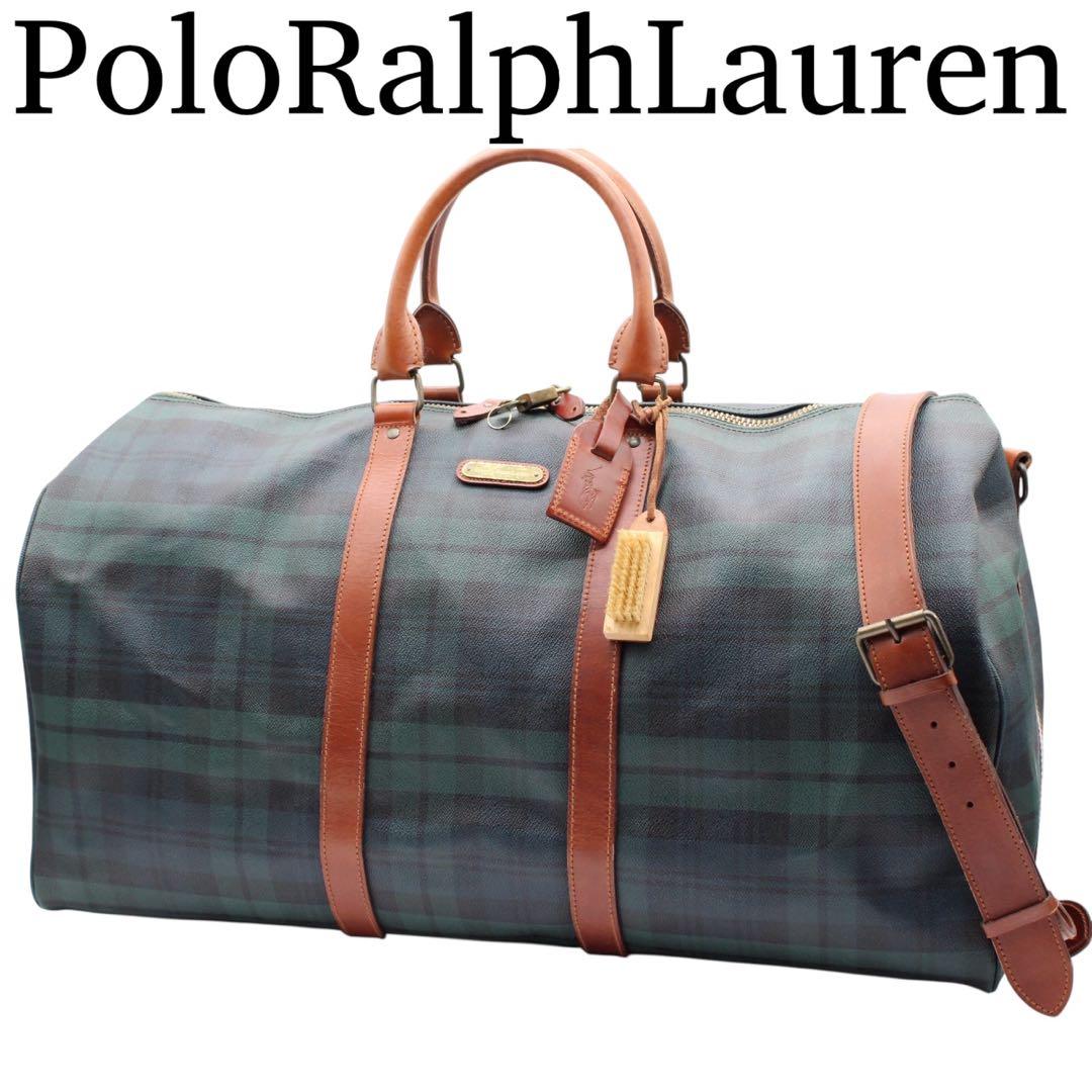 【美品】PoloRalphLauren タータンチェック ボストンバッグ PVC