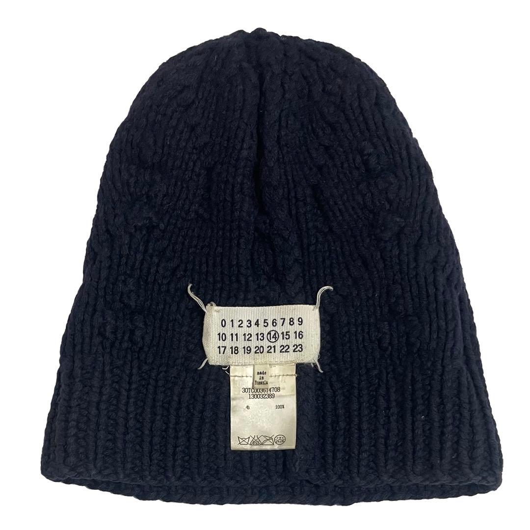 Maison Martin Margiela ネイビー ニットビーニーキャップ