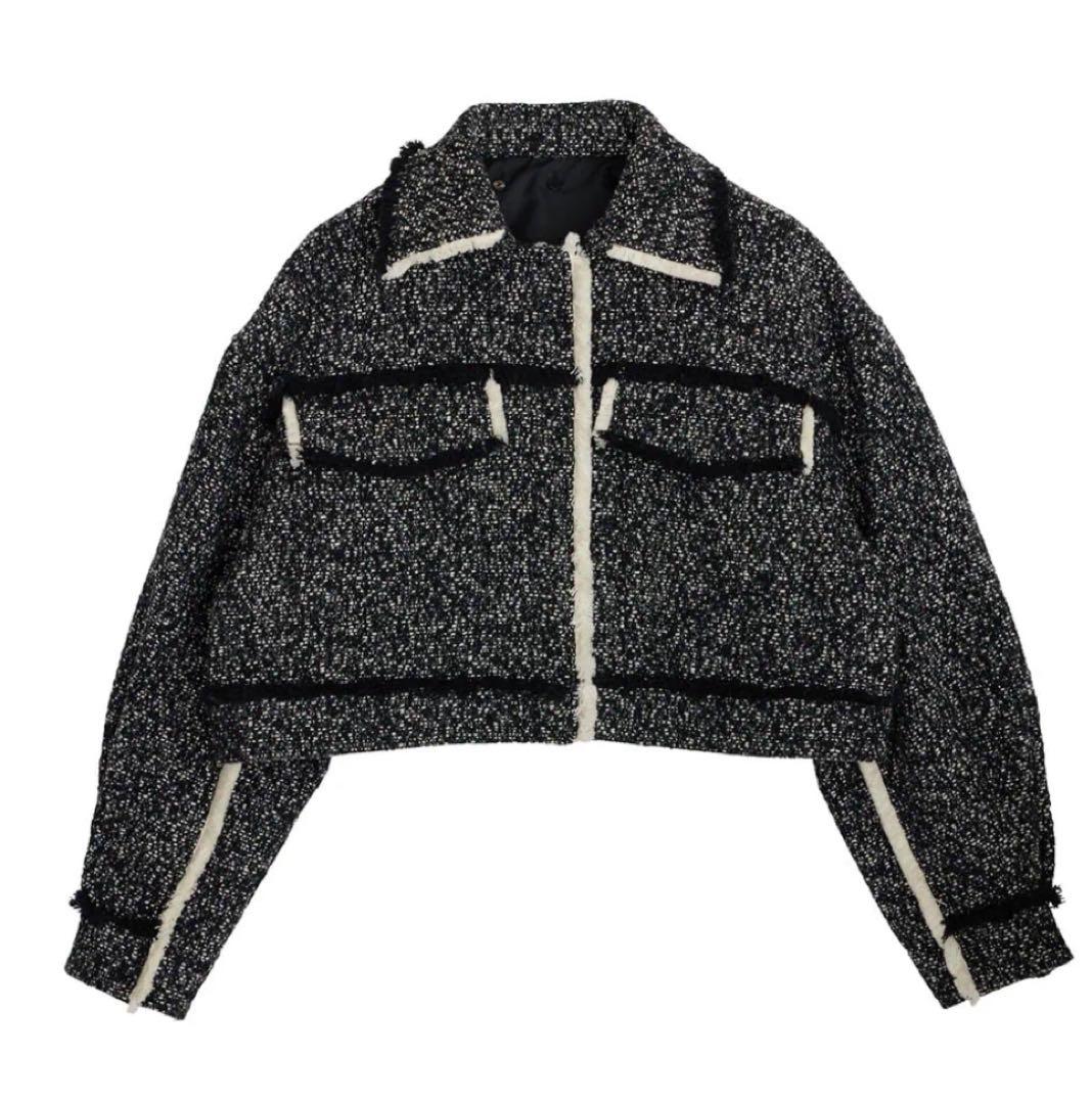 AMERI OTONA MUSE フリンジツイードショートジャケット