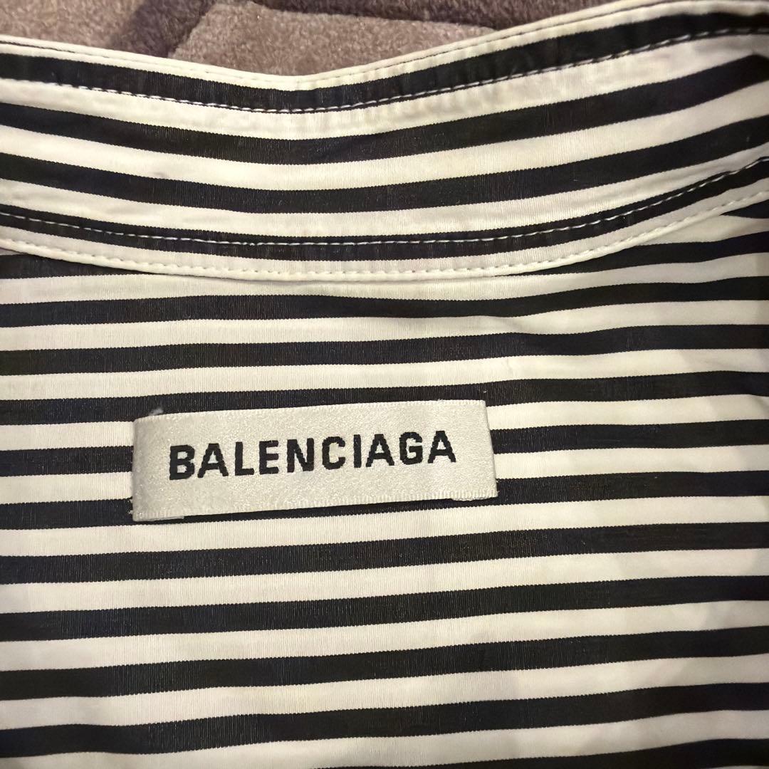 BALENCIAGA ストライプ リボン付きシャツ