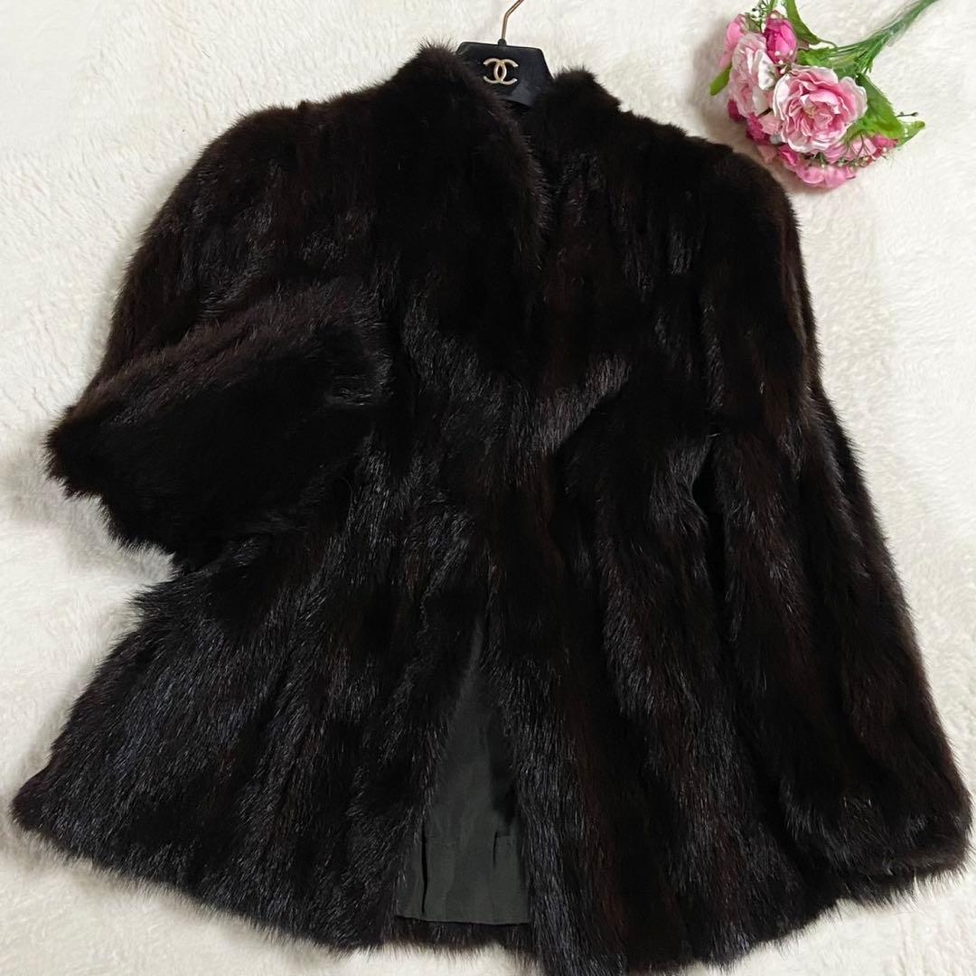 ミンク 本毛皮 コート リアルファー サイズL相当