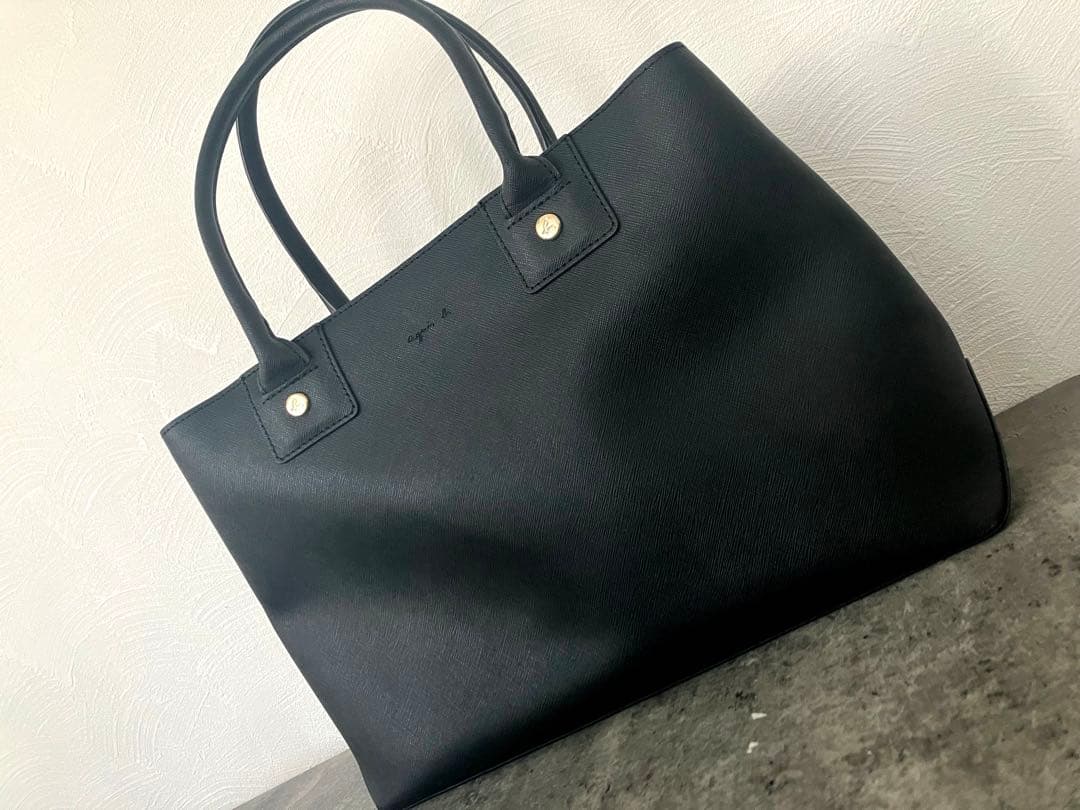 【美品✨オールレザー/A4サイズ】アニエスベー　トートバッグ　ビジネス　黒