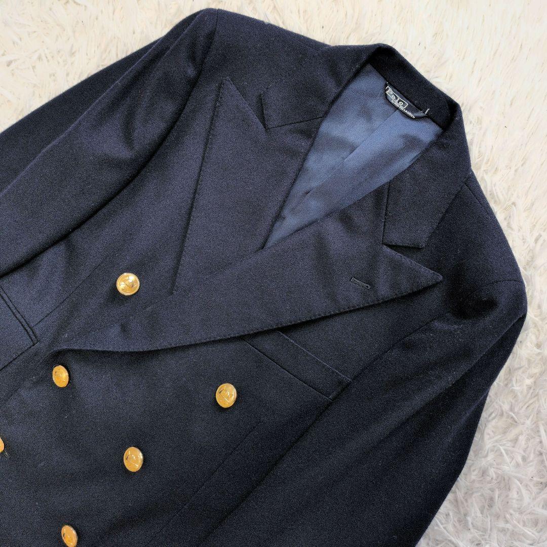 【極美品】ポロラルフローレン☆金ボタン　紺ブレ　90S　裏地ポニー総柄　ダブル