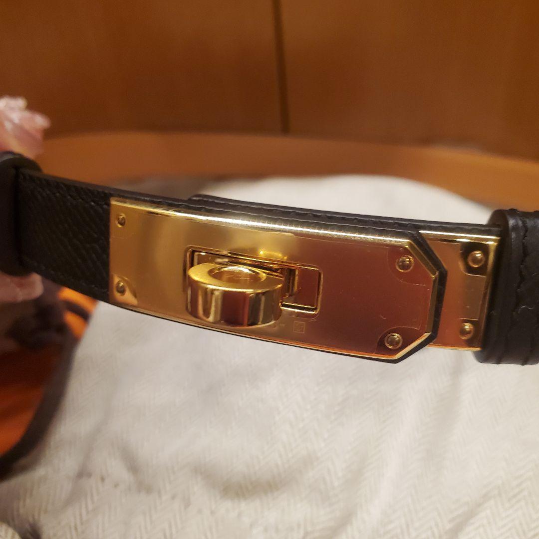 【極美品】HERMES ケリーポケットベルト 18 ノアール ゴールド金具
