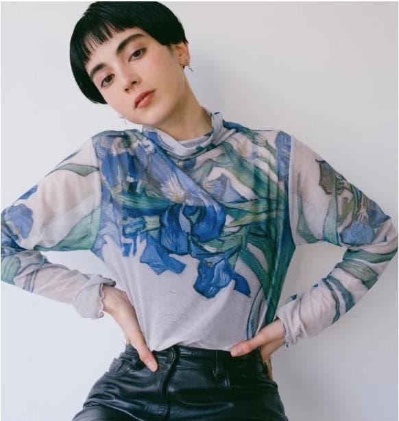 【美品】sahara High Neck Sheer Top 03Irises