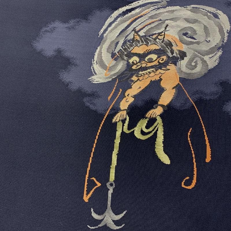 601my21◇三越 大津絵 民画 雷様 綴れ すくい織 洒落袋帯◇美品