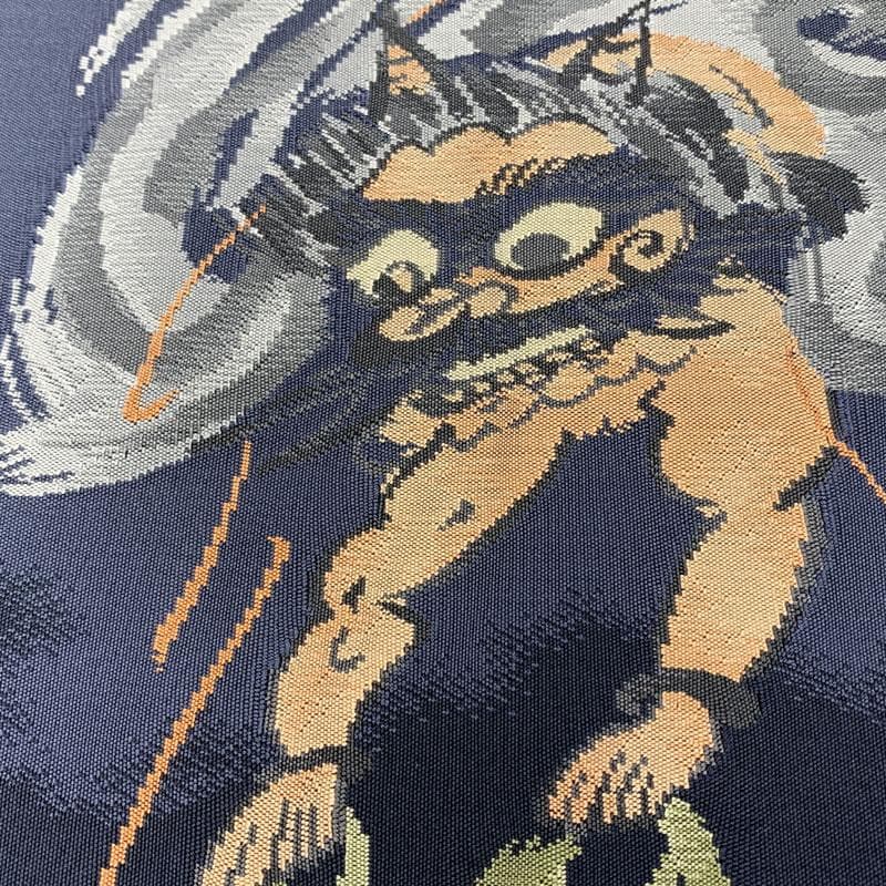 601my21◇三越 大津絵 民画 雷様 綴れ すくい織 洒落袋帯◇美品