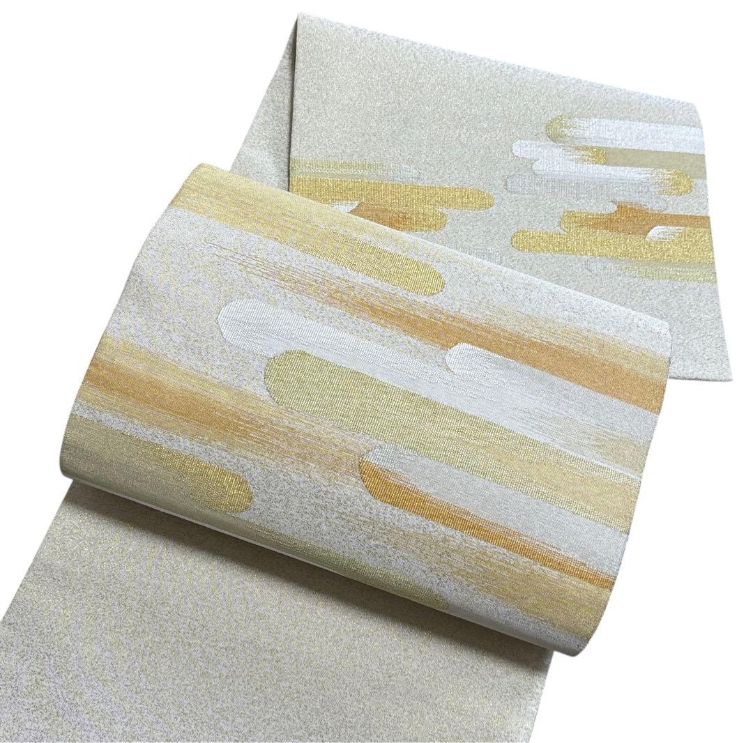 AA21未着用　袋帯 大太鼓 手おり　綴れ　金銀通 正絹 着物