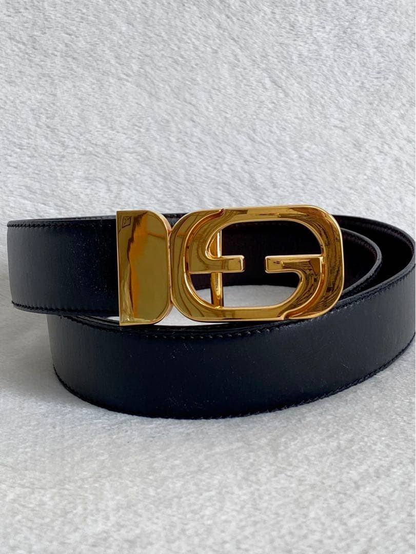 GUCCI グッチ オールドグッチ GGバックル ベルト レザー 革 ブラック