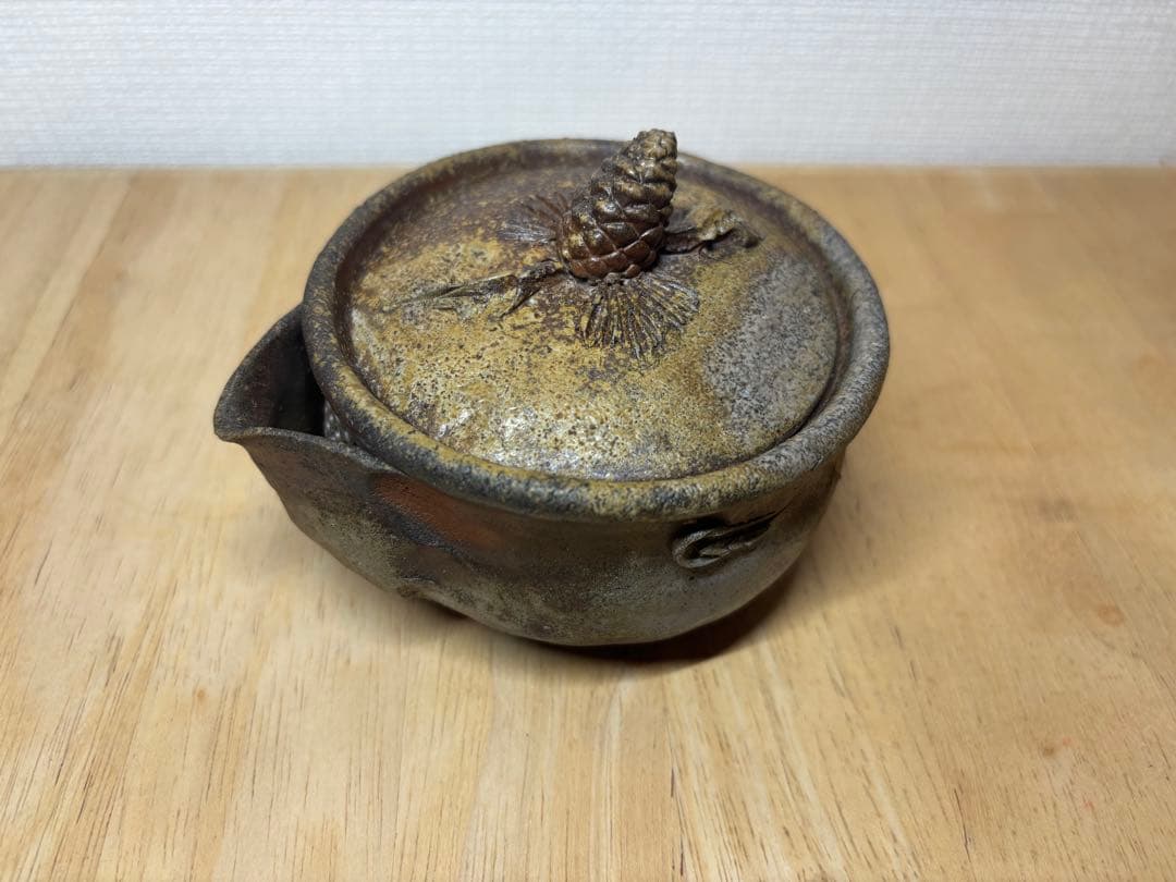 ㊾備前焼 宝瓶 登り窯 松 まつ マツ 手びねり 急須