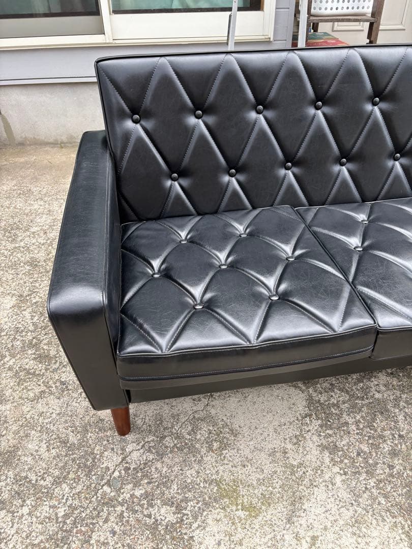 カリモク家具 カリモク60 ロビーチェア ソファ 3人掛け 革張り オットマン付