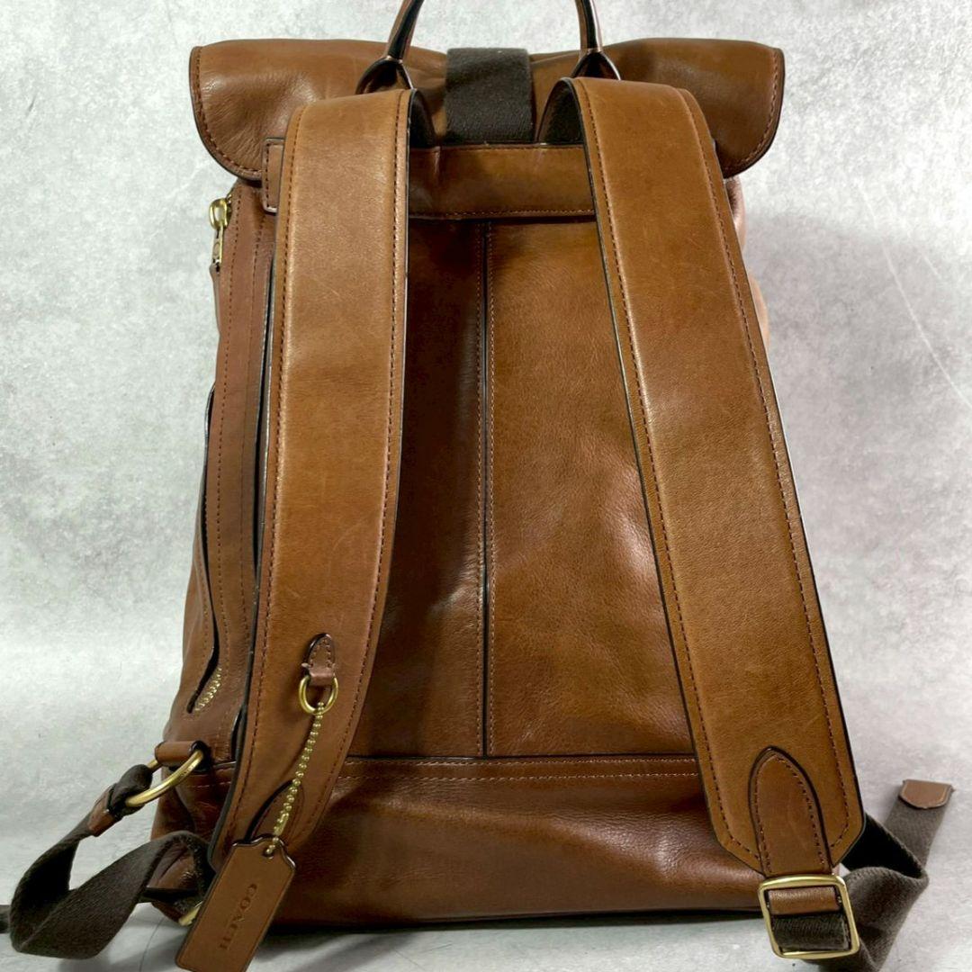 極美品 コーチ ブリーカー バックパック ビジネスバッグ A4可 レザー 茶