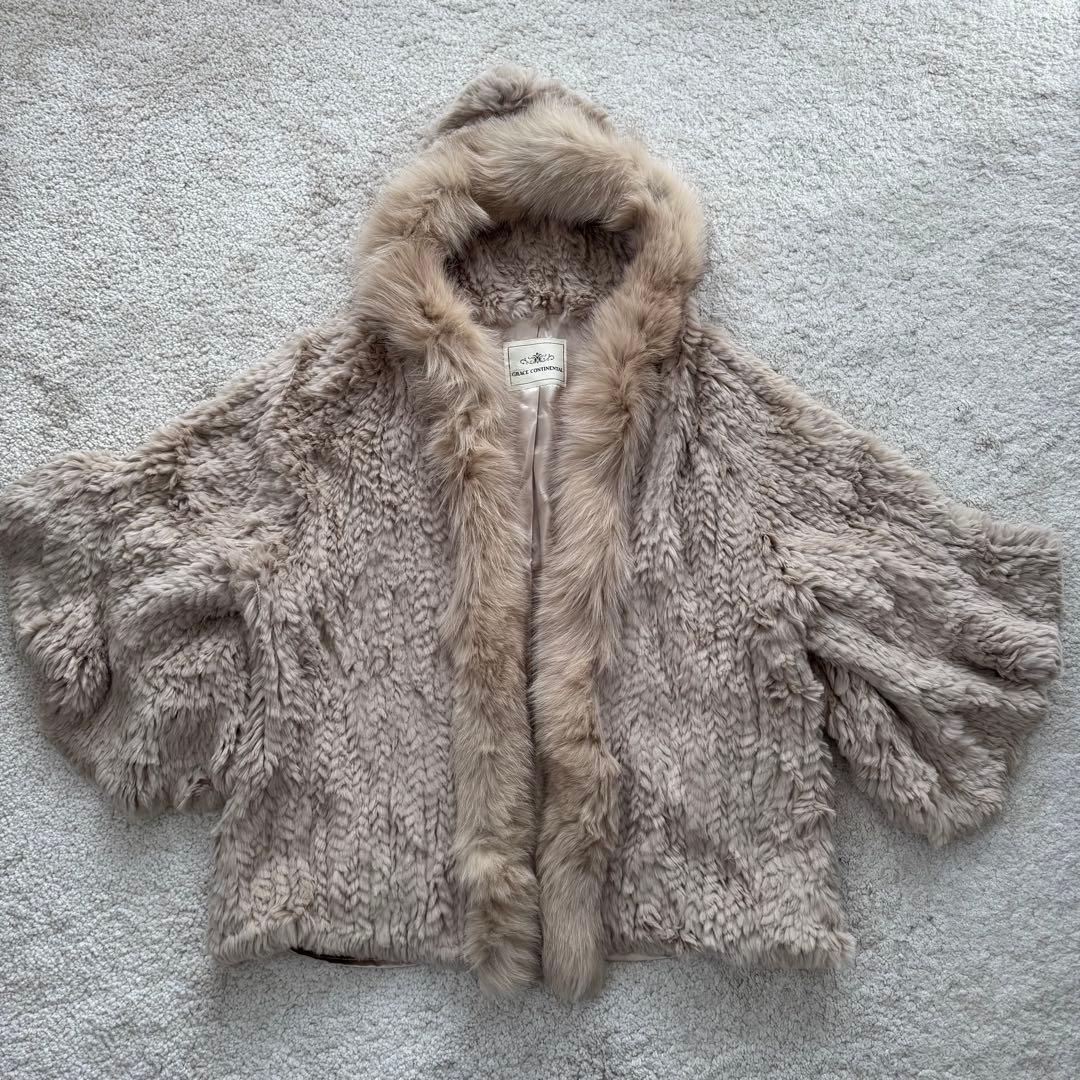グレースコンチネンタル レッキス ラビット フォックス ファー ポンチョ 36
