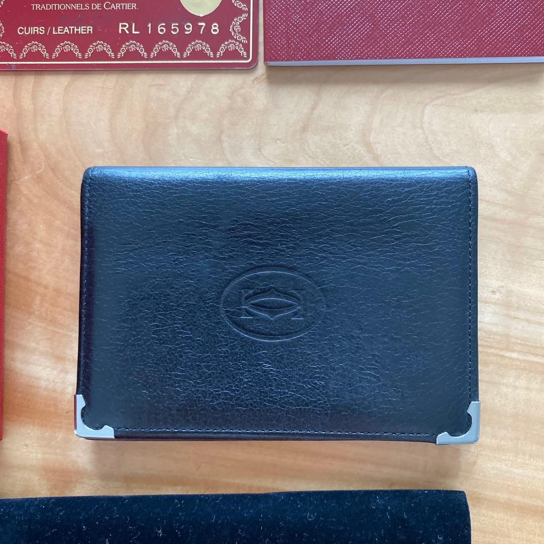 Cartier 名刺入れ 黒 レザー　カボション　cabochon