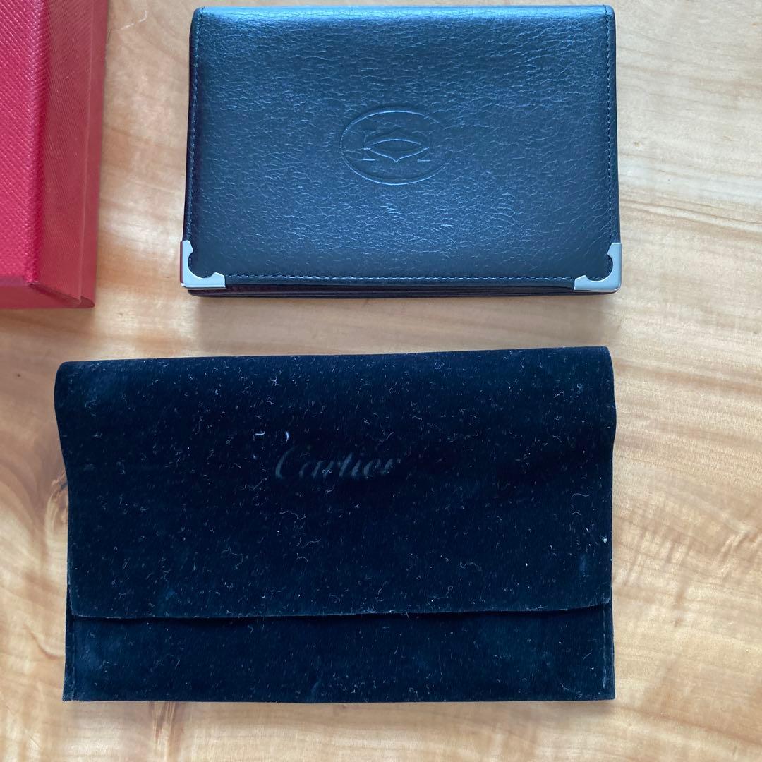 Cartier 名刺入れ 黒 レザー　カボション　cabochon
