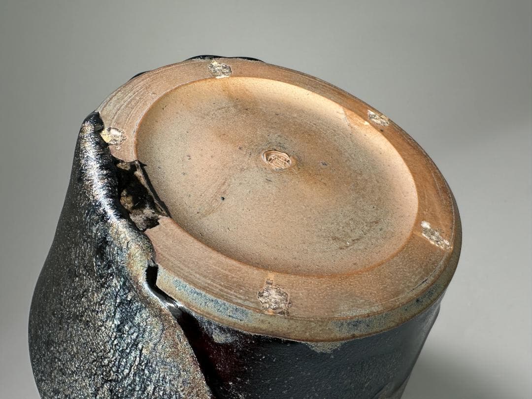 日本美術　佐々木禅　作　土面天目水指　水差　茶器　共箱付　茶道具　美品