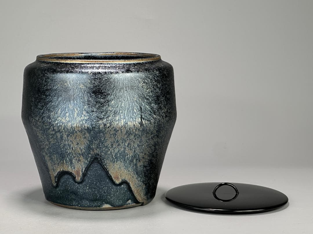 日本美術　佐々木禅　作　土面天目水指　水差　茶器　共箱付　茶道具　美品