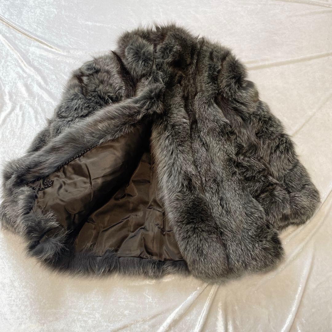 ファーコート　フォックス　シルバー　肉厚　グレー