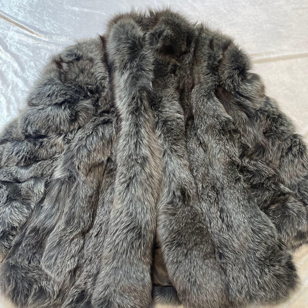 ファーコート　フォックス　シルバー　肉厚　グレー