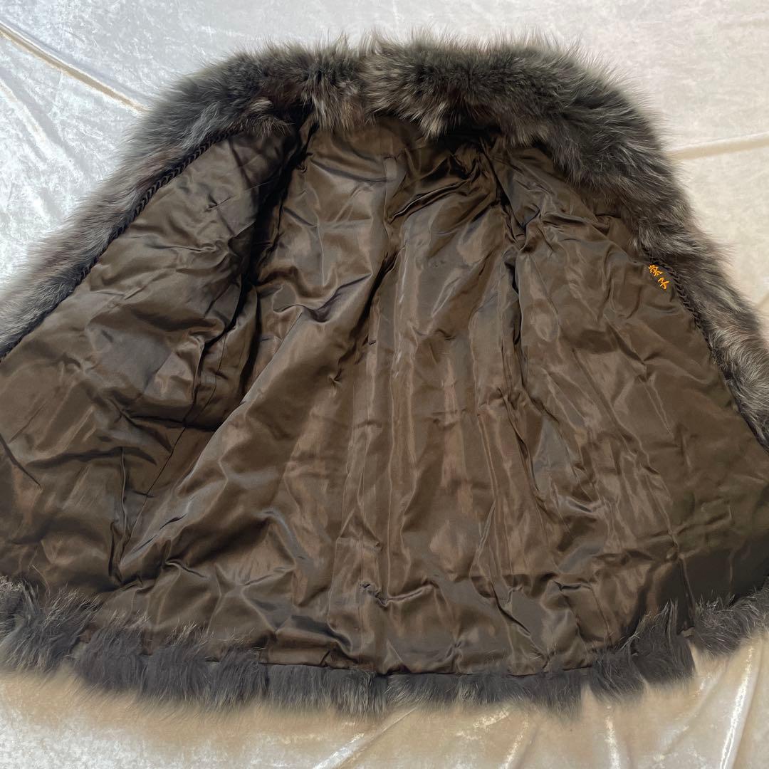 ファーコート　フォックス　シルバー　肉厚　グレー