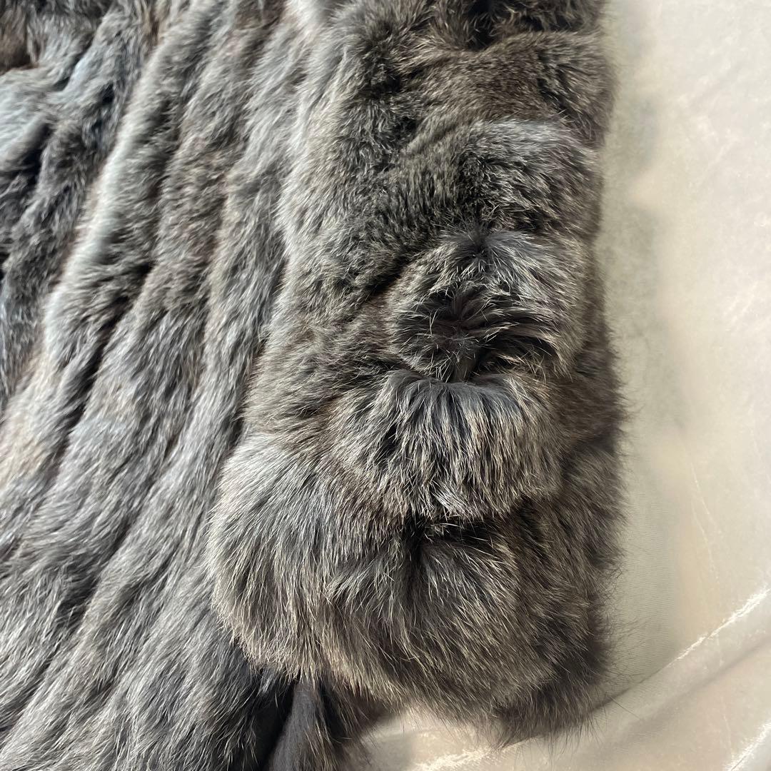 ファーコート　フォックス　シルバー　肉厚　グレー