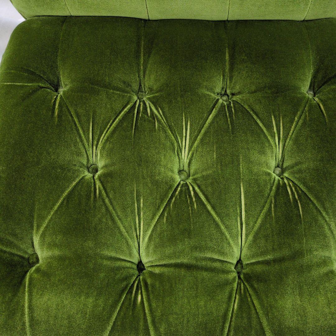 昭和レトロ オールド カリモク グリーン モケット 1人掛け ソファ③ベルベット
