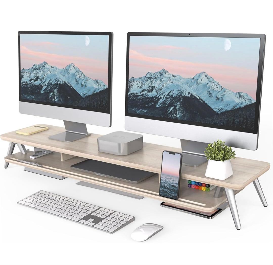 Fenge モニター台 デスクシェルフ 108cm オークG04A2123C