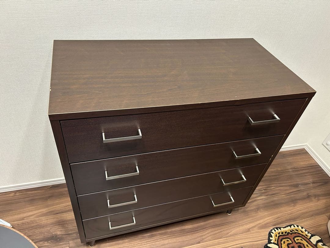 ビーカンパニー　ダークブラウン 木製チェスト 4段