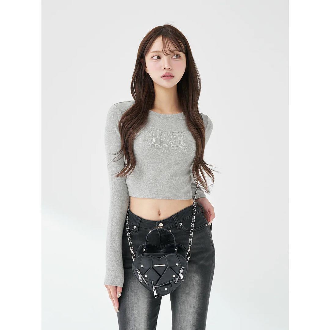 新品タグ付き ダーリッチ シャイニーDDロゴコンパクトロングTシャツ グレー