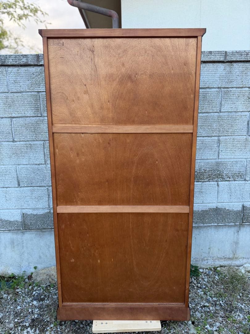 書棚 900 ふらの 観音開き 樺材 北海道民芸家具 ダークブラウン