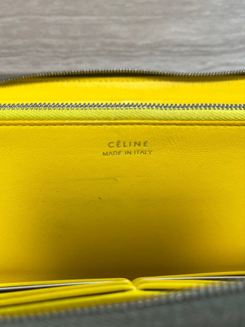 セリーヌ　CÉLINE グレージュ　長財布 バイカラー　イエロー