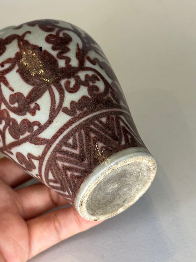 中国 明朝 釉裏紅 小壺 小瓶 花器 古磁器 骨董品