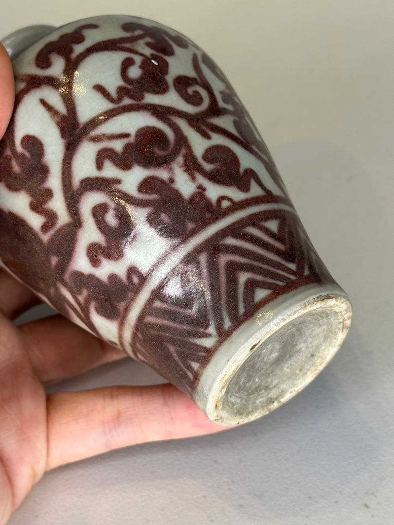 中国 明朝 釉裏紅 小壺 小瓶 花器 古磁器 骨董品