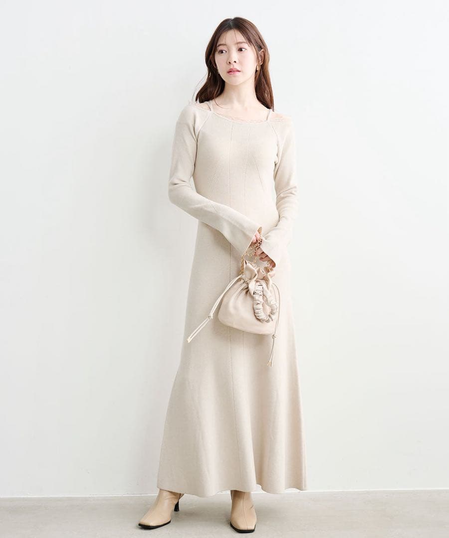 COCODEAL レースディティールオフショルニットワンピース（新品タグ付き）