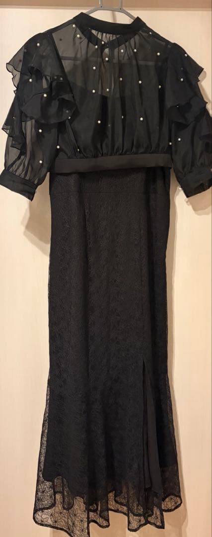 Leja2WAYパール付きシアーレースバックリボンボレロスリットキャミワンピース