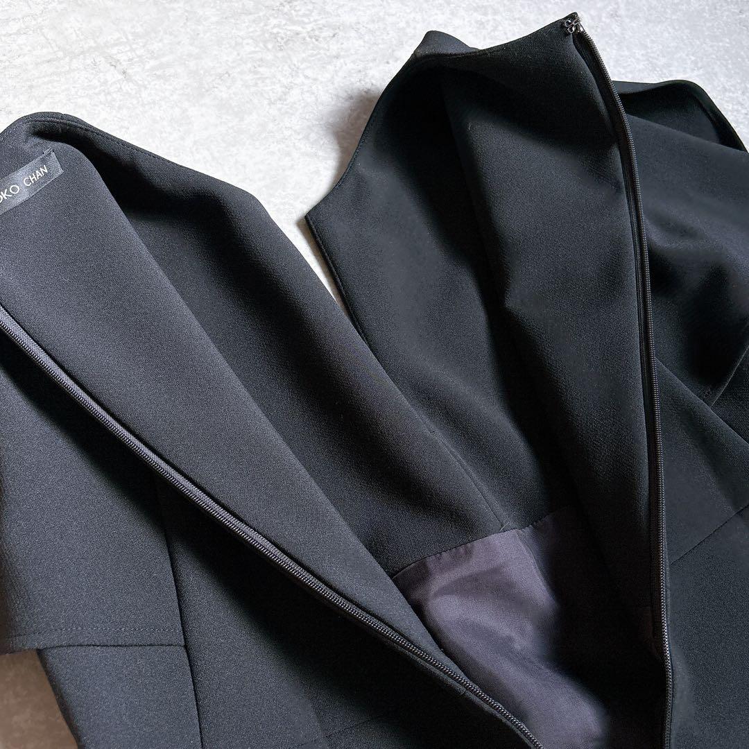 極美品✨ヨーコチャン　パール　コクーンワンピース　フレアスリーブ38 M 黒