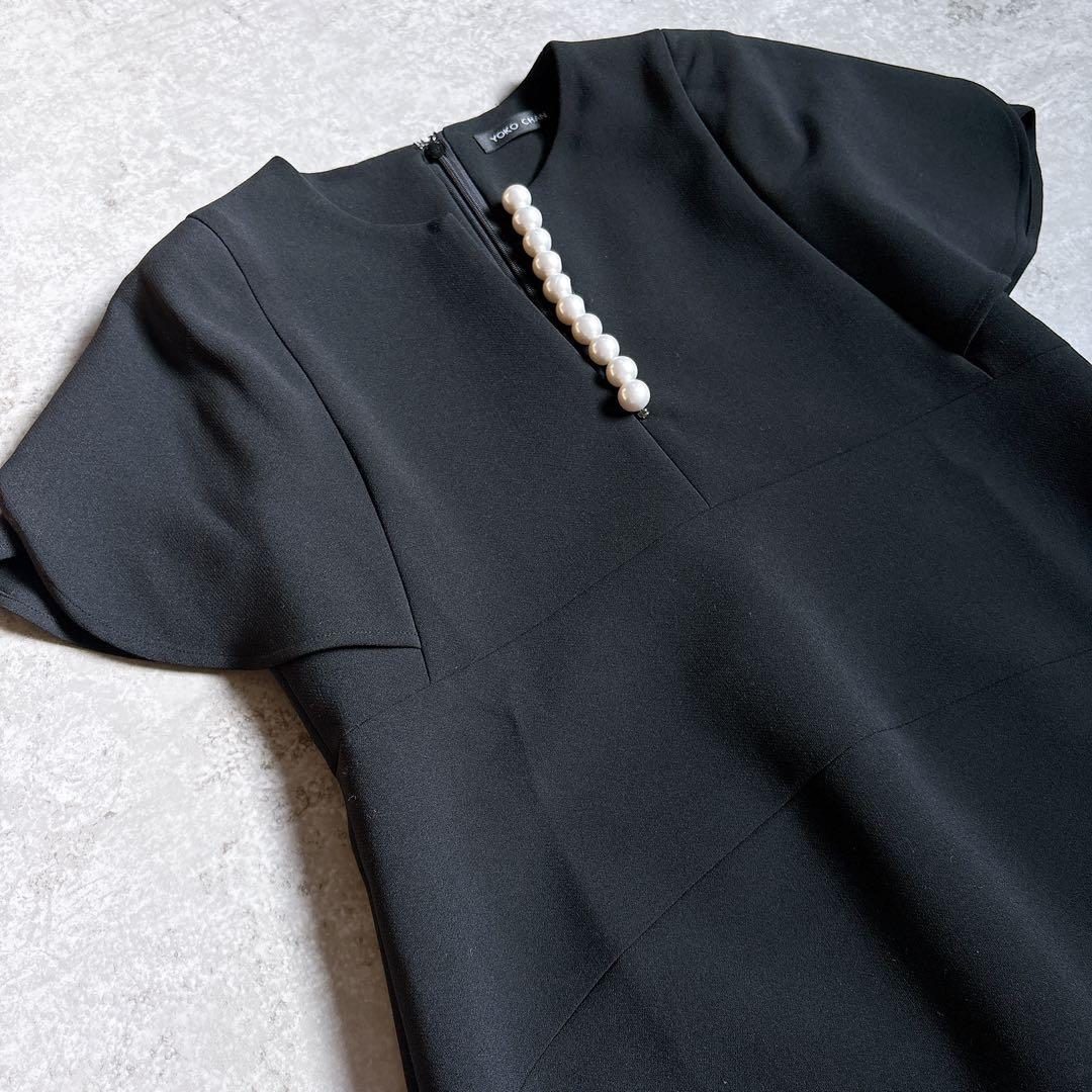 極美品✨ヨーコチャン　パール　コクーンワンピース　フレアスリーブ38 M 黒