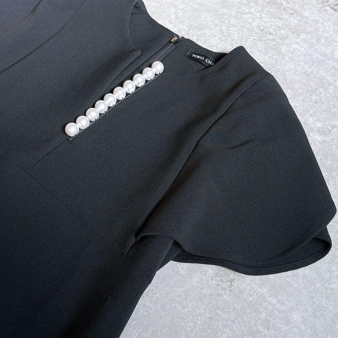 極美品✨ヨーコチャン　パール　コクーンワンピース　フレアスリーブ38 M 黒