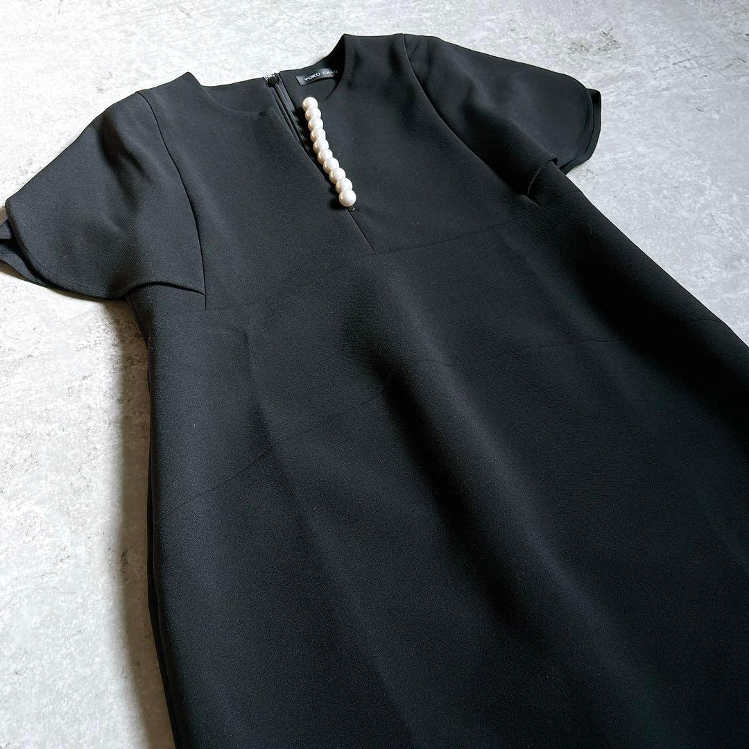 極美品✨ヨーコチャン　パール　コクーンワンピース　フレアスリーブ38 M 黒