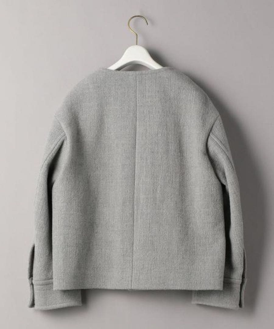 【美品】BEAUTY&YOUTH クレーターメルトンノーカラーショートコート M