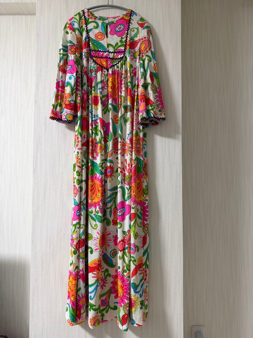 vintage 古着　70s サイケデリック　花柄　ワンピース