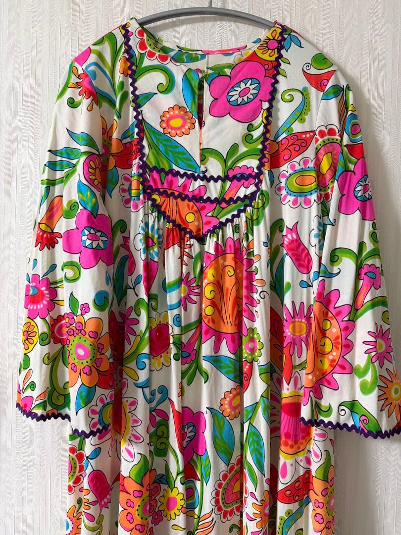 vintage 古着　70s サイケデリック　花柄　ワンピース