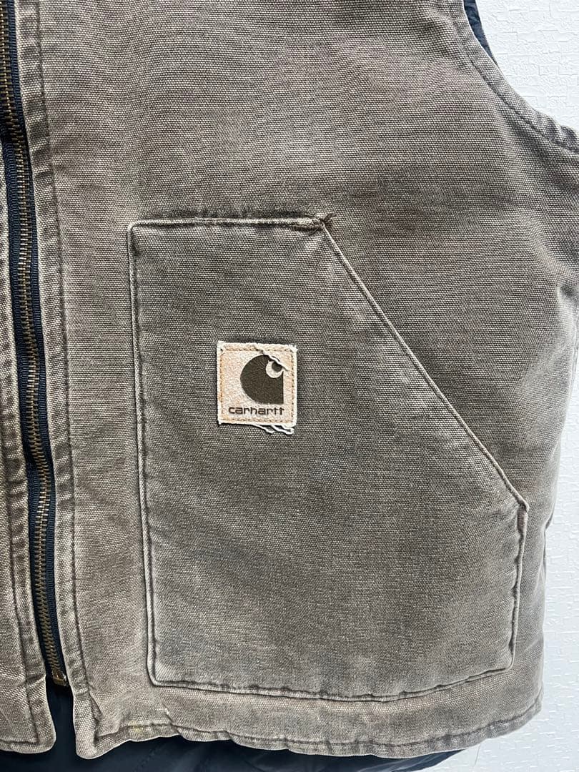 Carhartt オリーブ コットン ベスト