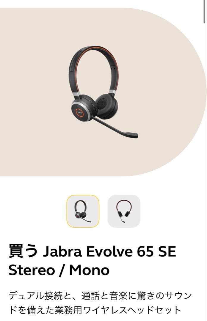 JABRA ワイヤレスヘッドセットEvolve 65E