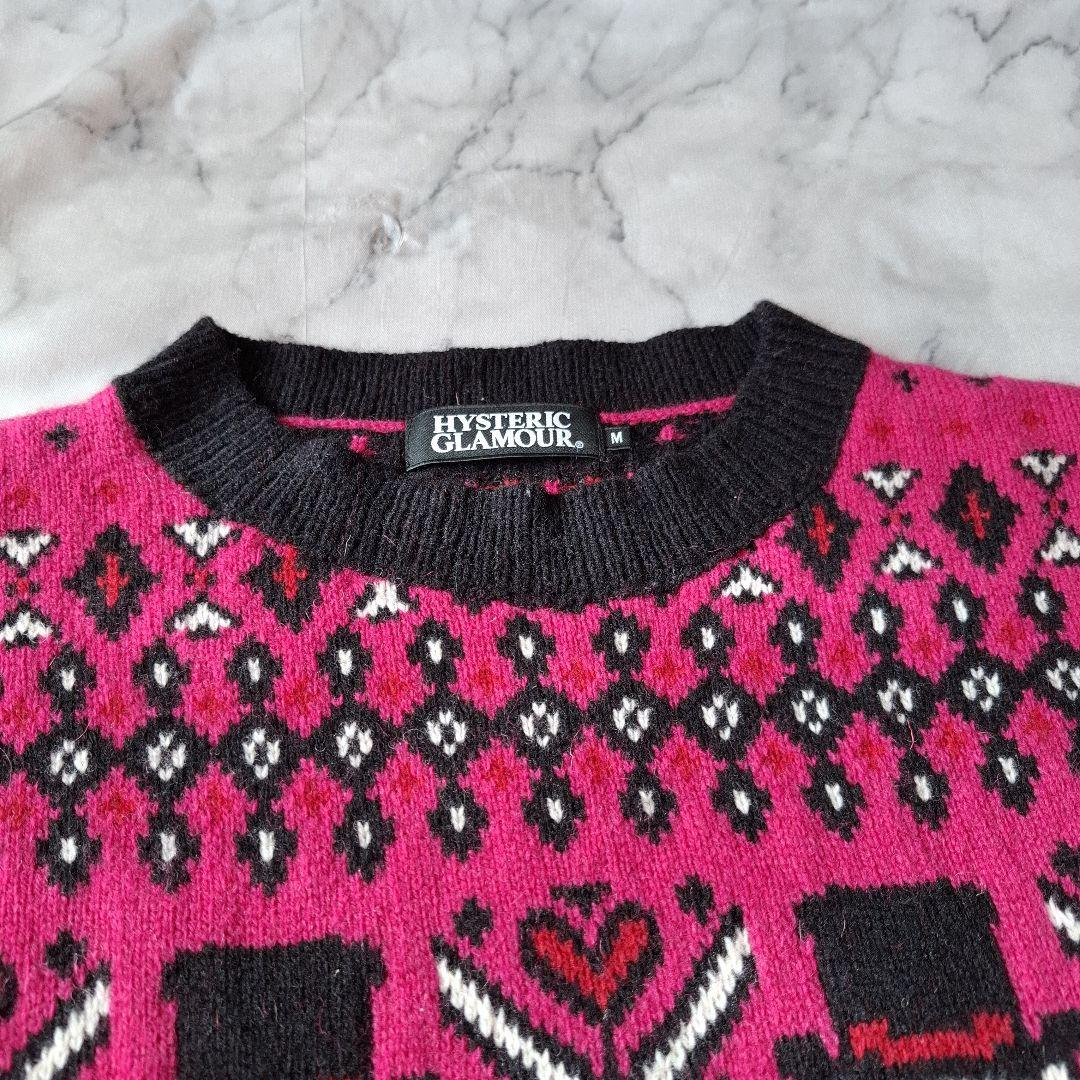 ヒステリックグラマー　ピンク　ドクロ　セーター　ニット　ノルディック　Mサイズ