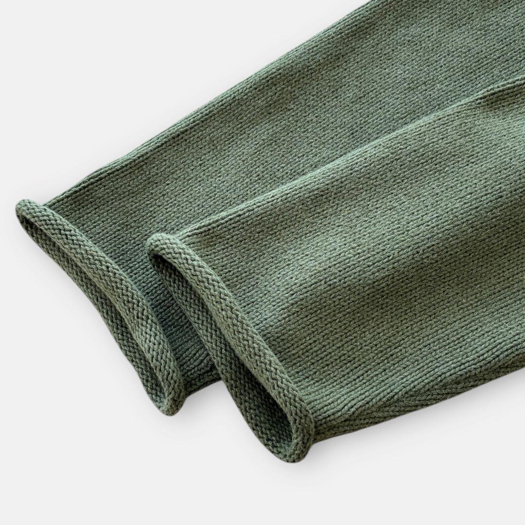 00's J.CREW ロールネック コットンニット L 若草色